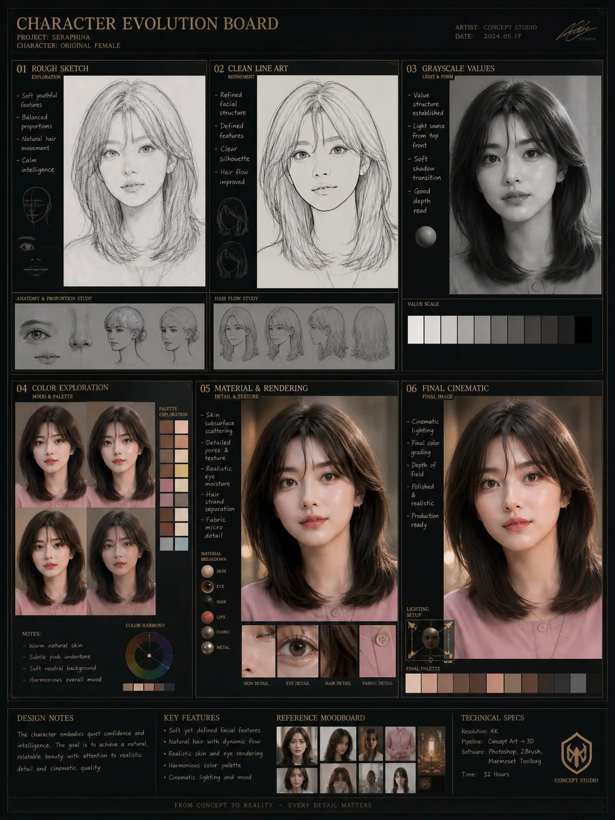 Professional character evolution board six stages — After