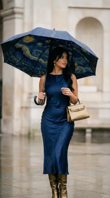 Starry night umbrella satin beauty
