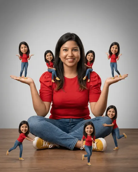 Red girl seven mini clones