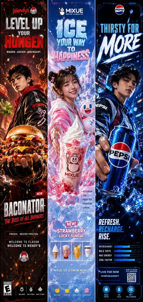 Wendys video game style advertising poster — After