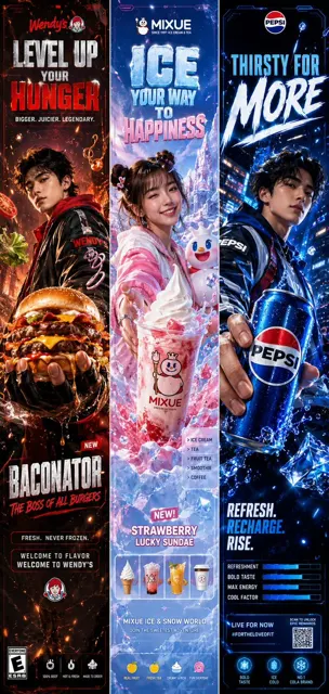 Wendys video game style advertising poster