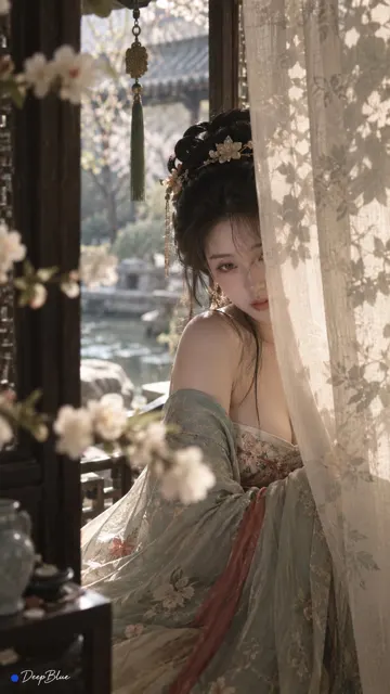 Elegant lady shy flower shadows