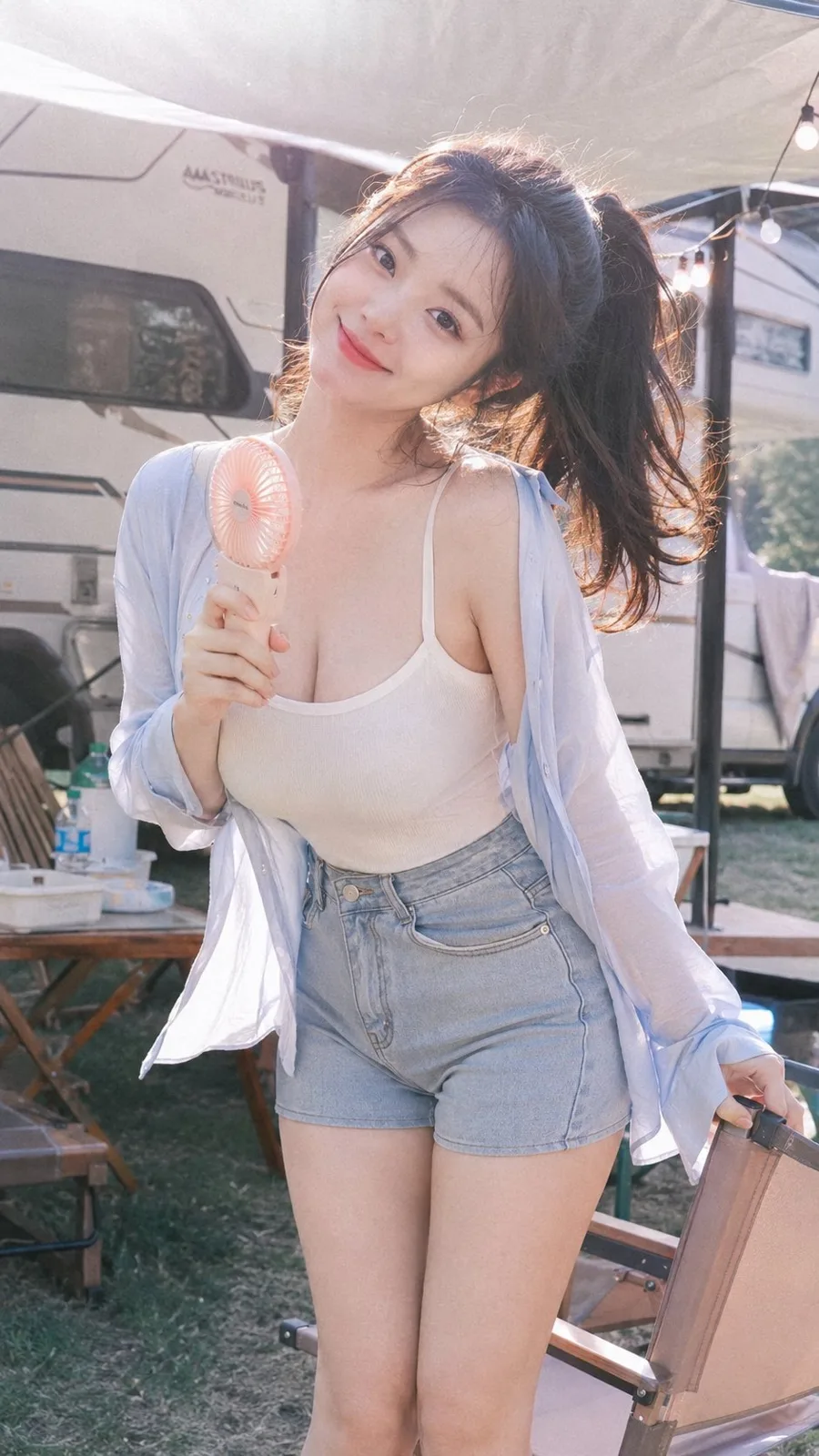 Summer camping ccd style energetic portrait — After
