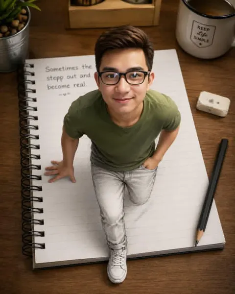 Creative 3d illusion girl notebook artwork