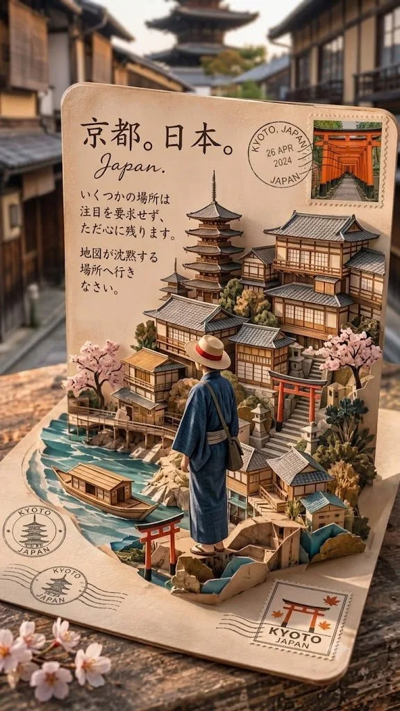 Kyoto 3d popup postcard diorama — Sonra