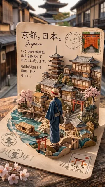 Kyoto 3d popup postcard diorama