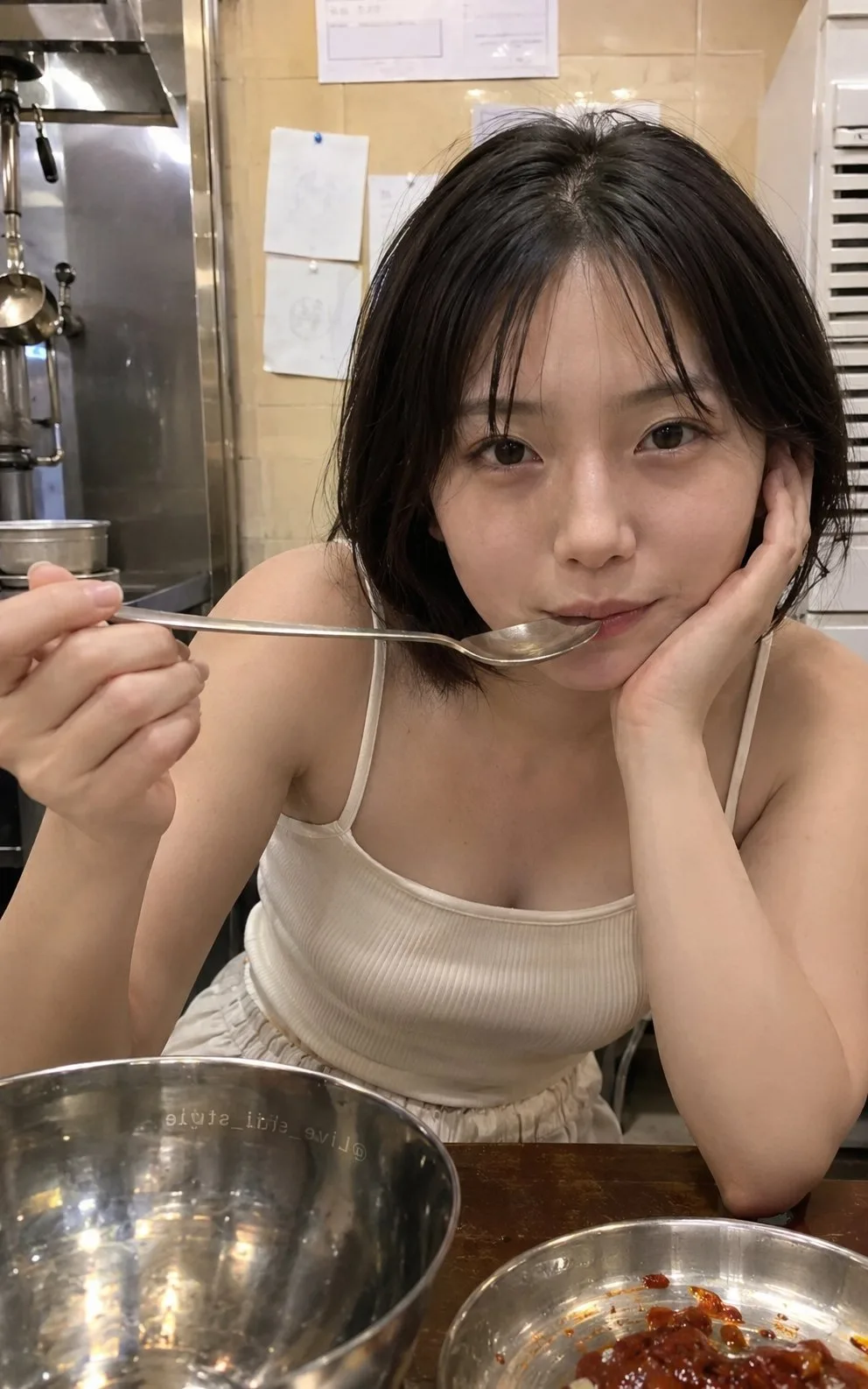 Daily snapshot japanese woman eating at restaurant — After