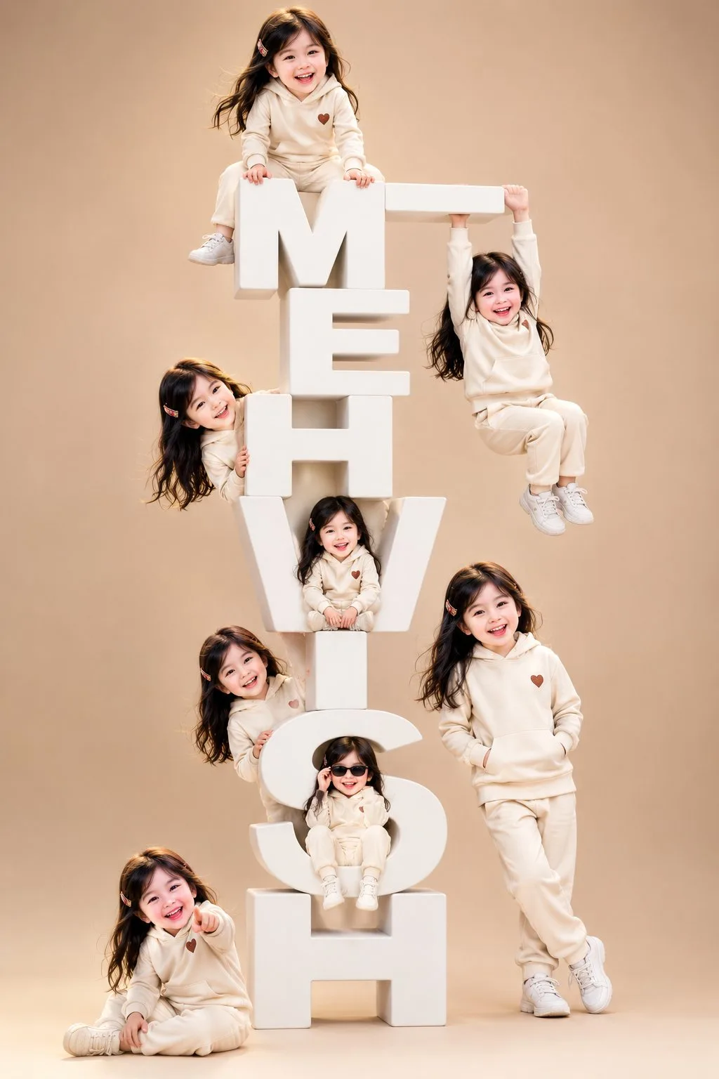 Toddler multi clone giant letters studio portrait — Sonra
