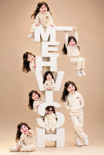 Toddler multi clone giant letters studio portrait