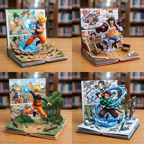 Pop up book manga 3d art