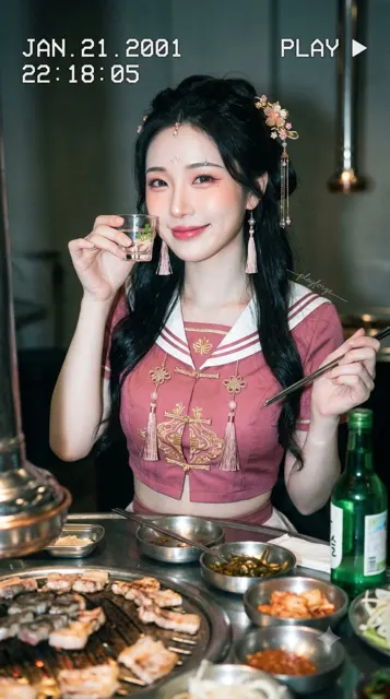 Neo chinese tang korean hybrid dv film style girl