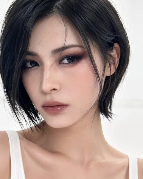 Ultra realistic korean bob portrait beauty photography