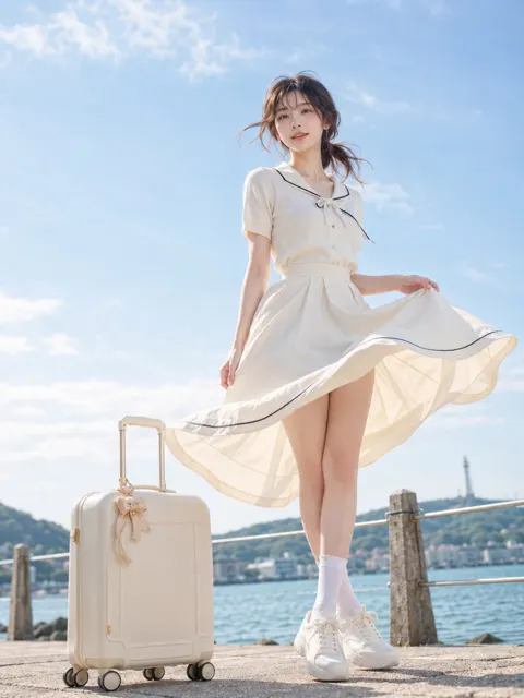Journey of the sea breeze japanese seaside portrait
