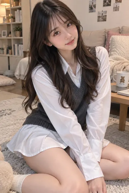 Ultra photorealistic japanese woman iphone snapshot apartment