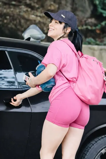 Pink sporty girl smile