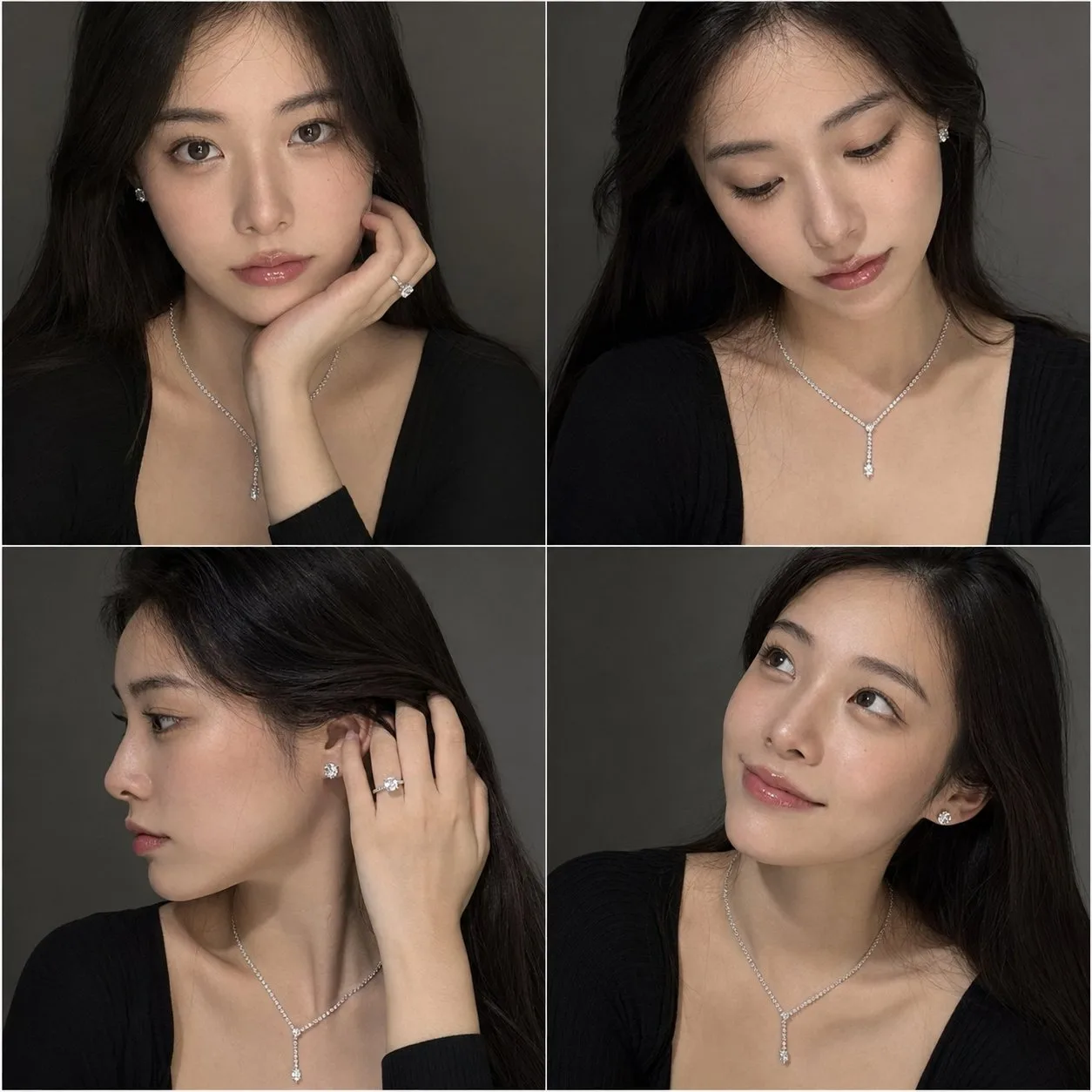 Japanese woman luxury jewelry 2x2 portrait grid — After