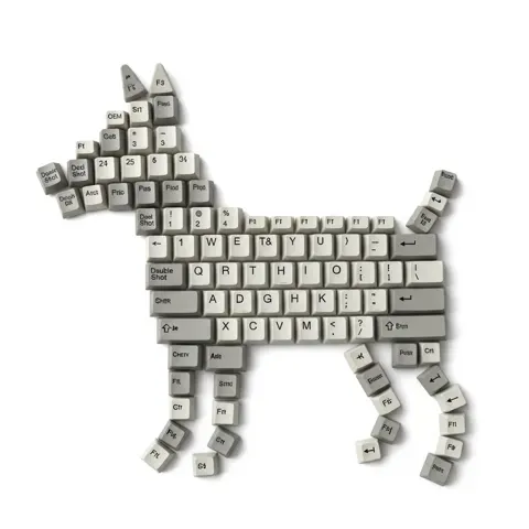 Flat lay mechanical keycap dog