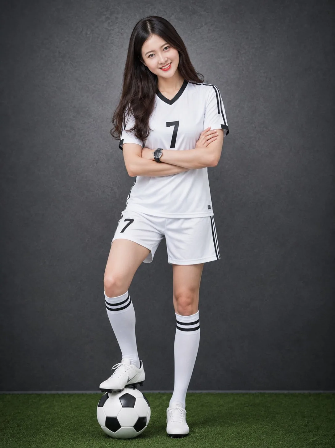 Ultra realistic female football player portrait — After