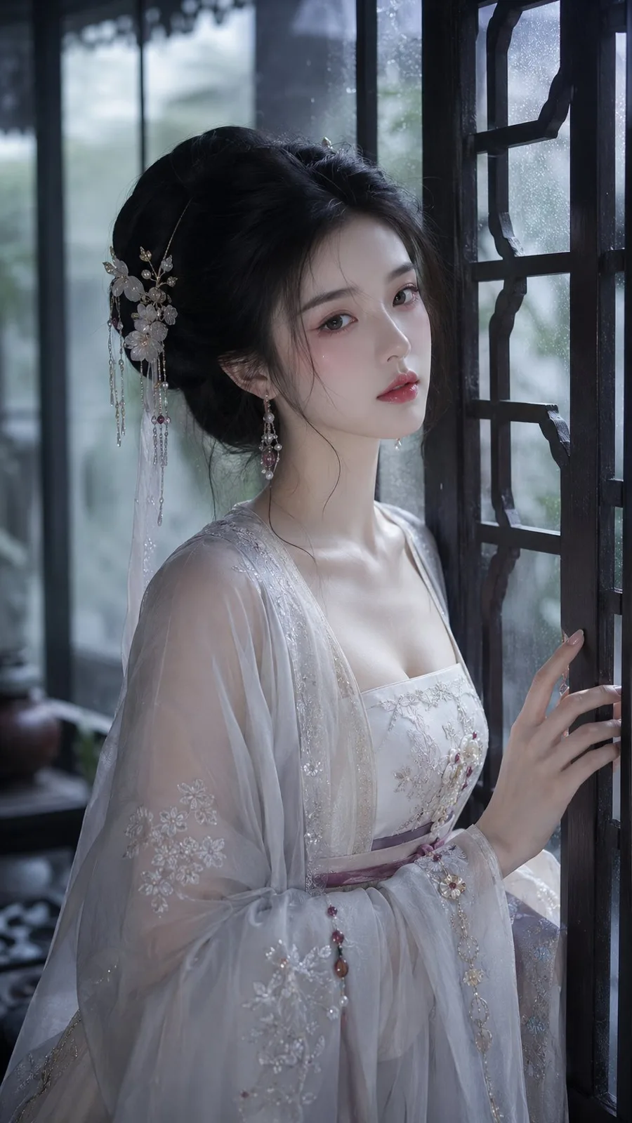 Ancient style noble lady jiangnan rainy portrait — Sonra