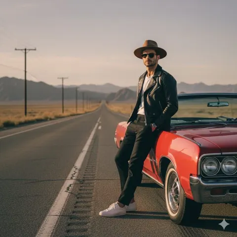 Golden hour desert cowboy