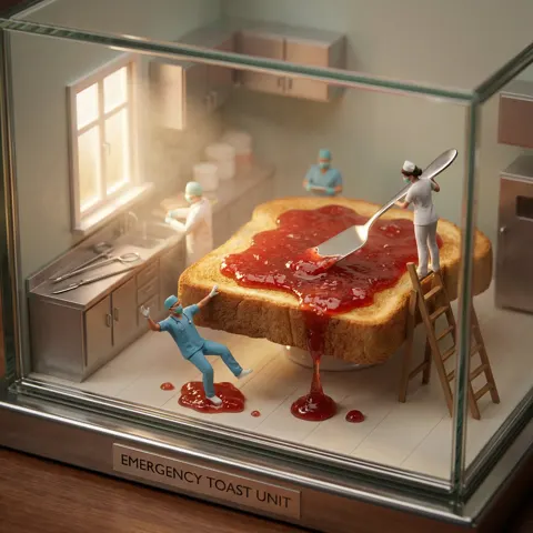 Miniature toast doctor slipping