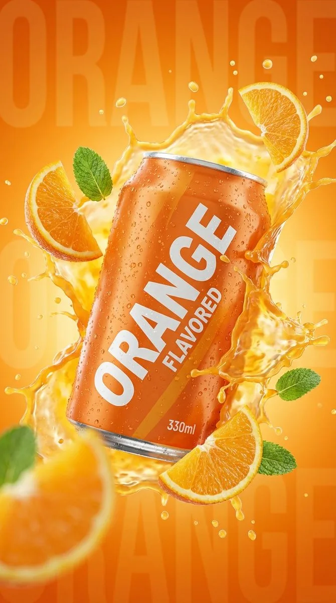 Explosive orange soda commercial photography — Sonra