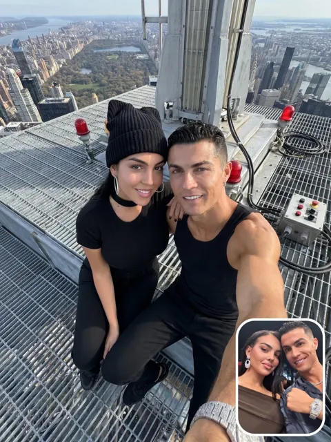 Nyc skyscraper rooftop selfie couple central park