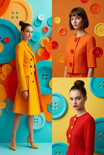 Surreal button themed fashion photography