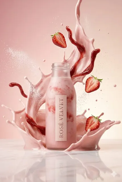 Luxury strawberry shake splash