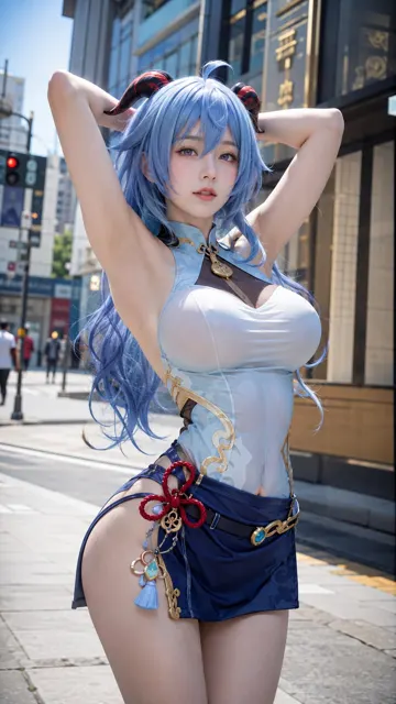 Ganyu urban fashion cosplay photography