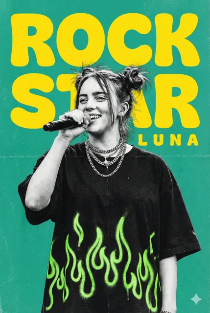 Neon green rock star poster