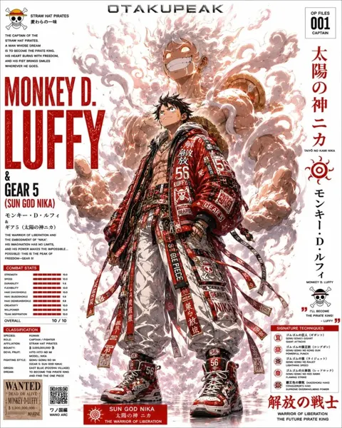 Anime character dossier poster techwear manga
