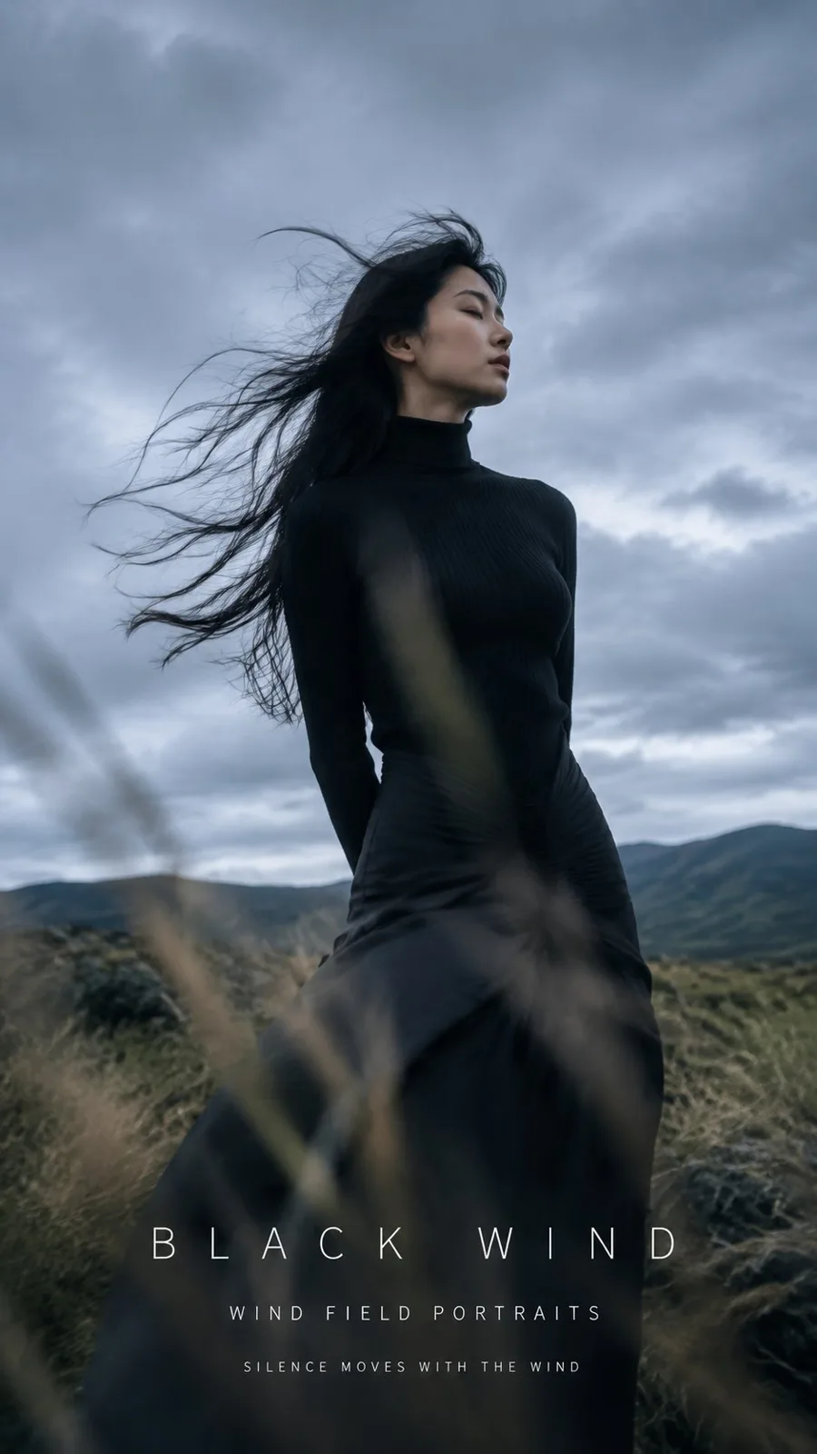 Cinematic outdoor editorial portrait poster prompt — After