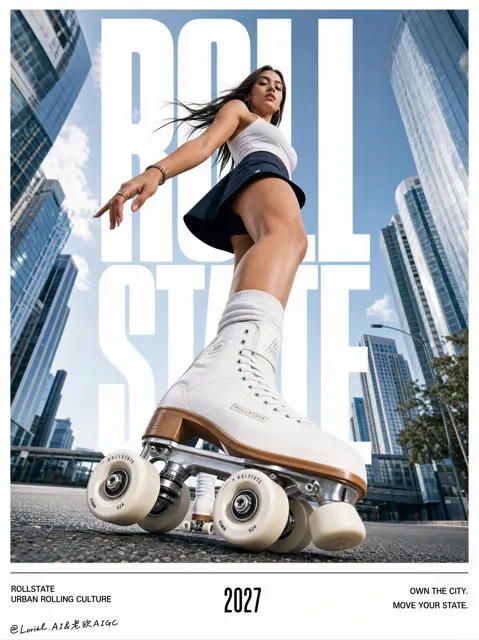 Rollstate urban fashion roller skate poster