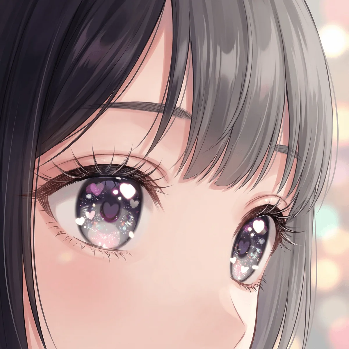 Sparkling heart eyes moe close up — Sonra