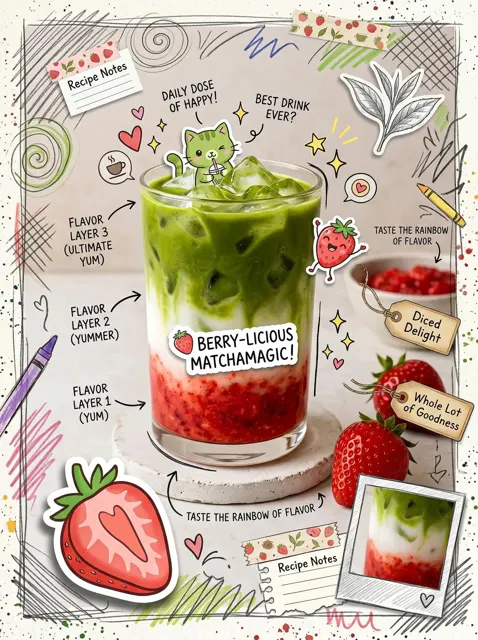 Cute matcha latte scrapbook poster