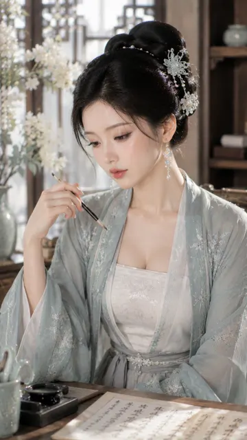 Oriental classical female scholarly makeup portrait