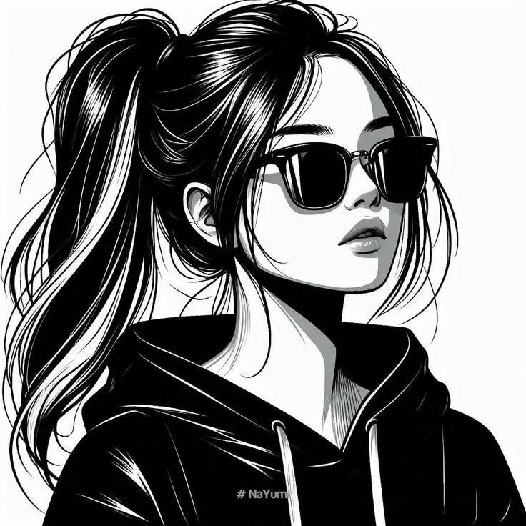 High contrast black and white fashion illustration ink art — Sonra