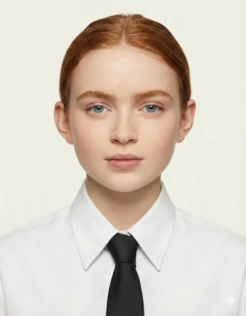 Ultra realistic white shirt id photo