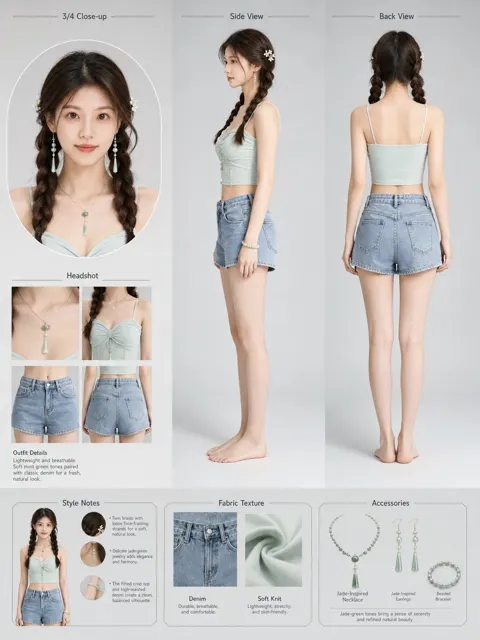 Hyper realistic fashion reference sheet