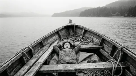 Sleeping child fishing boat