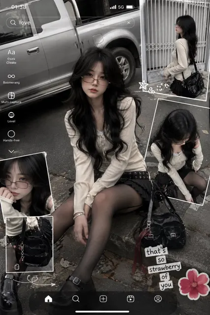 Instagram camera interface screenshot collage portrait