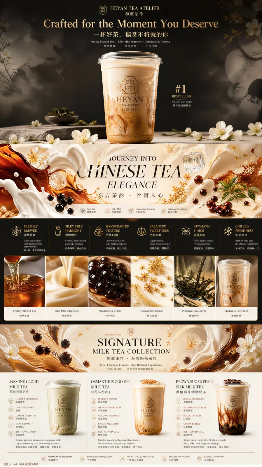 Heyan tea atelier oriental luxury milk tea poster — After