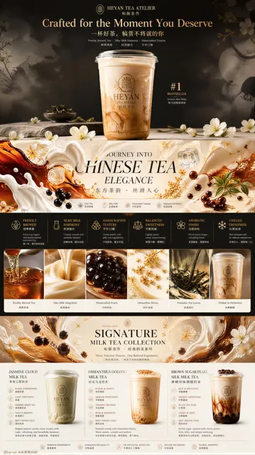 Heyan tea atelier oriental luxury milk tea poster