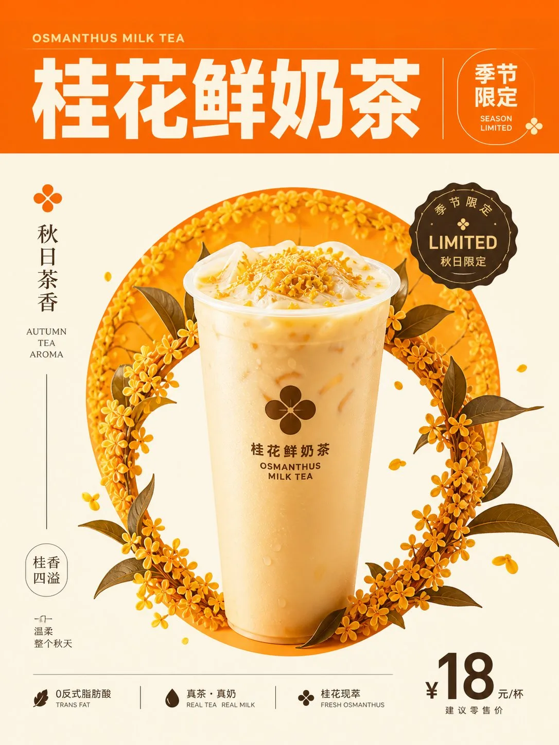 Modern minimalist osmanthus milk tea poster — After