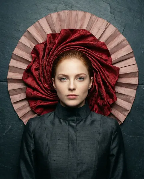 Dark slate crimson brocade model