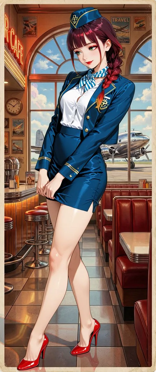 Retro american pinup airport cafe — Sonra