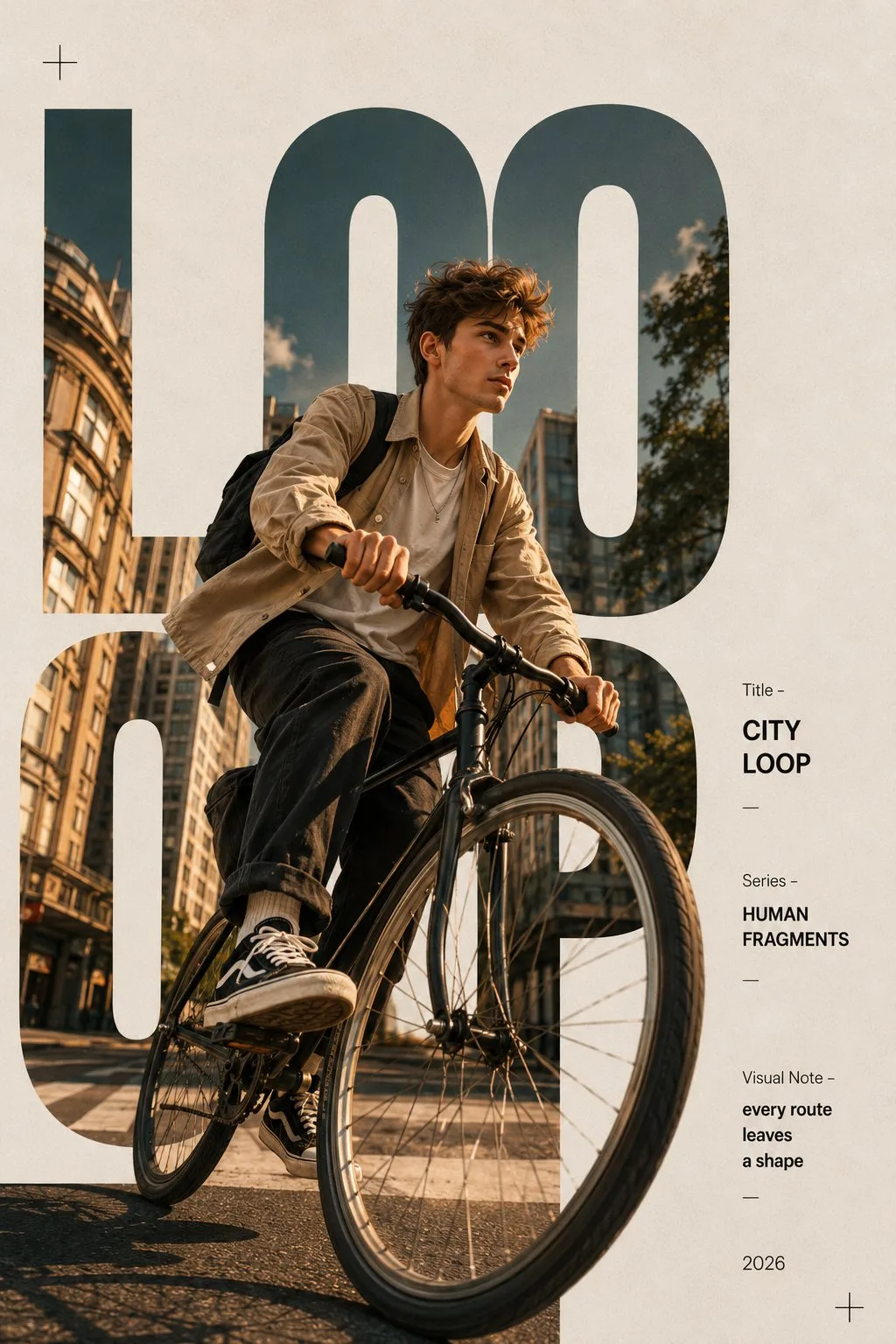 City loop luxury editorial poster minimalist typography — Sonra