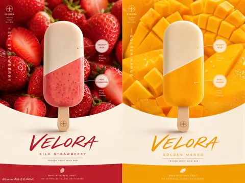 Velora premium ice cream poster prompt