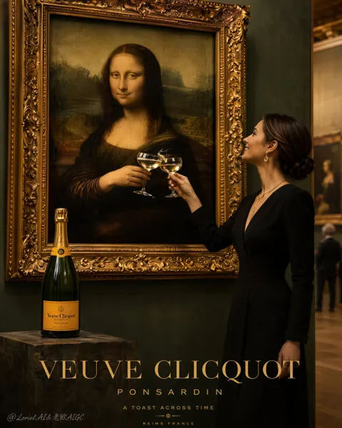 Veuve clicquot mona lisa museum surreal ad poster